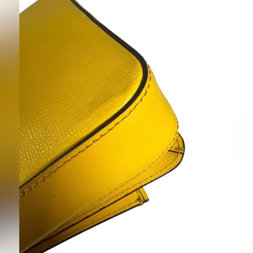 Tory Burch Yellow Leather Crossbody | Gold Chain Strap